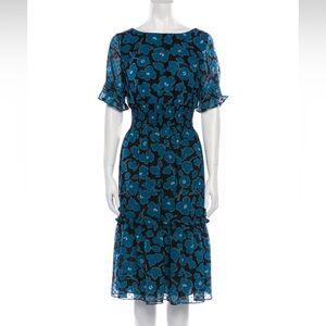 KATE SPADE blue floral dress with smocking